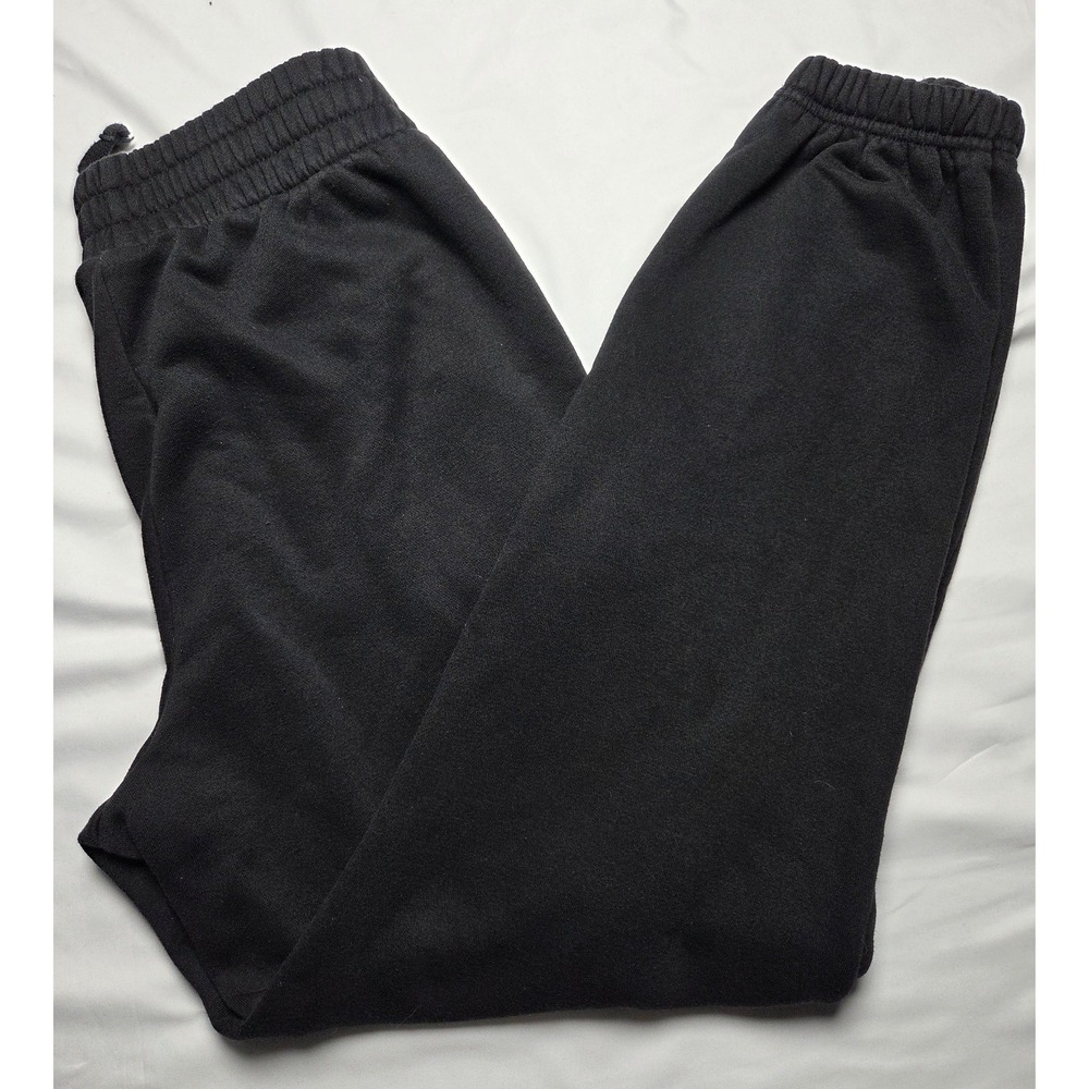Champion Eco Fleece Sweatpants Black Joggers Small Tonal Logo Pockets